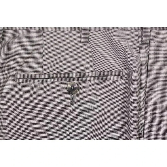 R. Caruso Current Light Gray Houndstooth Pleated Stretch Wool Dress Pants 35x29 - Picture 3 of 8